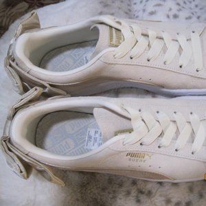 Puma Beige Bow Back Suede Sneakers